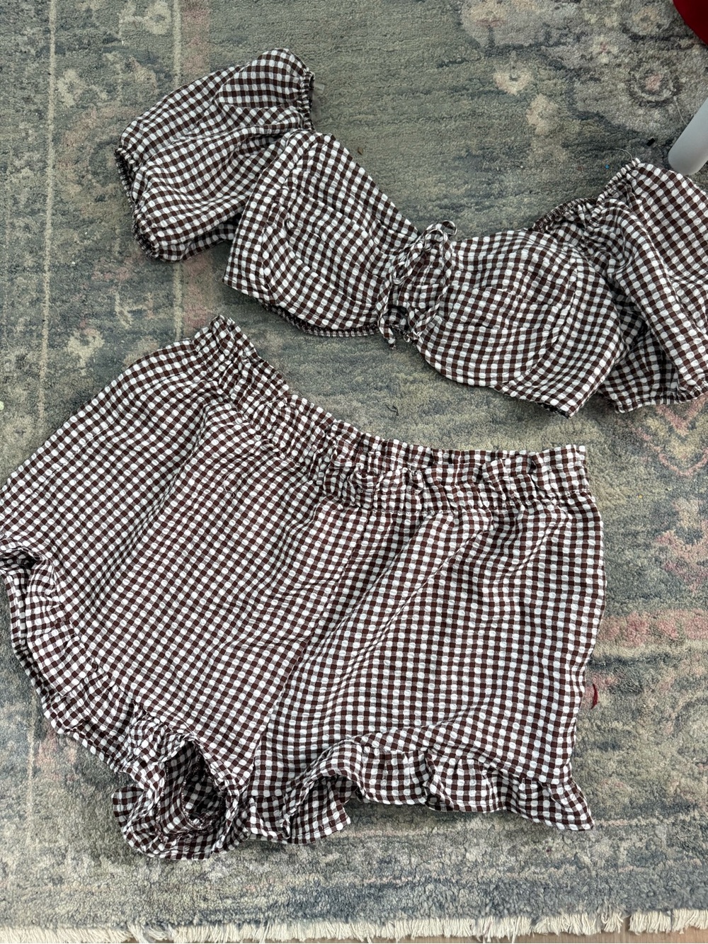 wild fable Brown and White Gingham Set